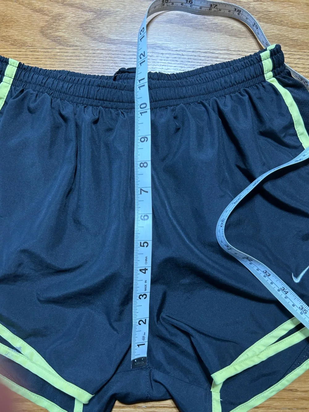 Nike Women's Dri-Fit Black Athletic Shorts with Lime Accent Size Small